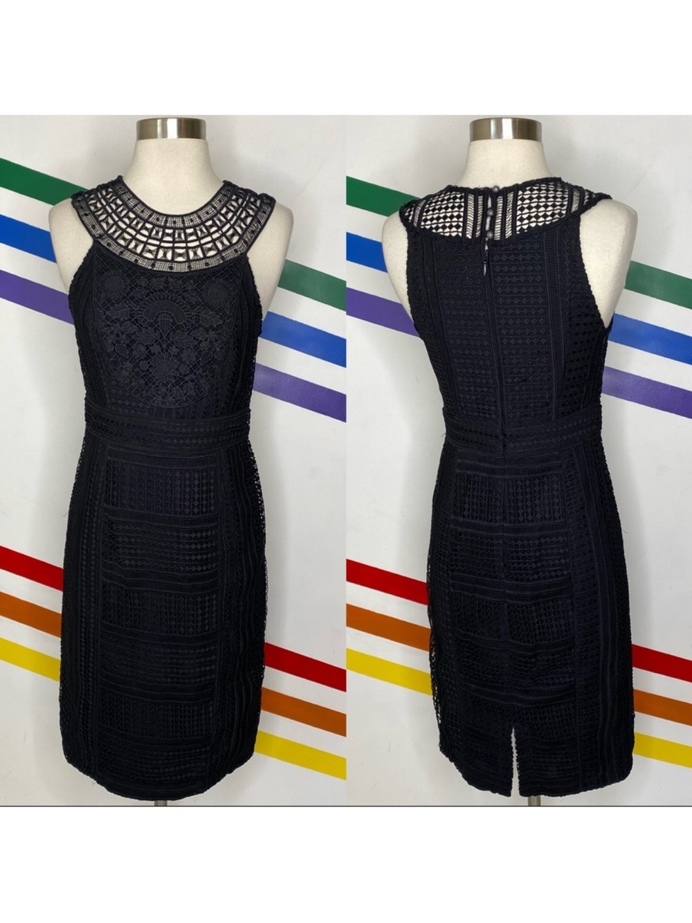 NEW Anthropologie Dylan Lace Mini Sheath Dress Black Size 2